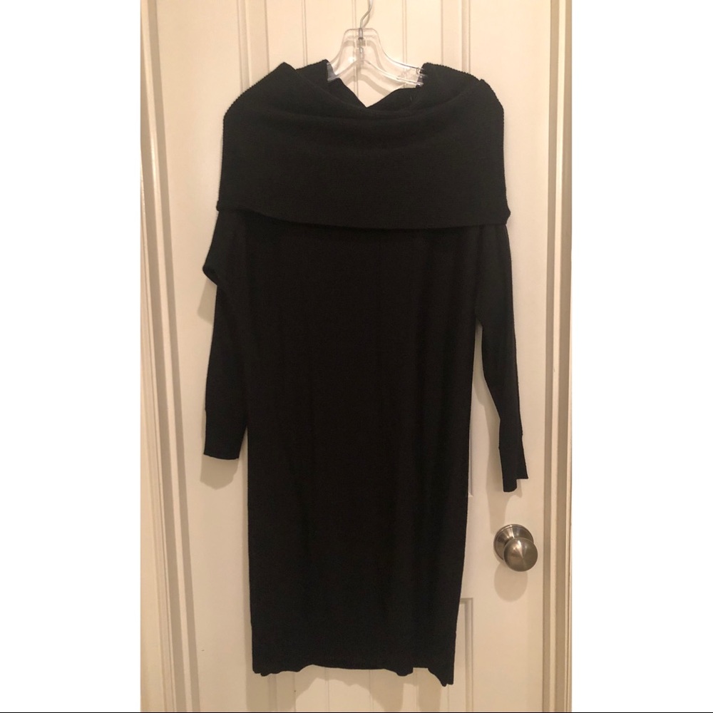 Tahari Black Cowl Neck Sweater Dress